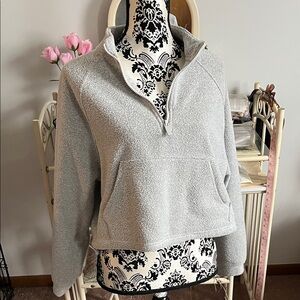 Old Navy Heather Gray Women's Quarter-Zip Sweatshirt